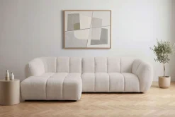 OTTO home Ecksofa »Gerron, Struktur-Chenille-Stoff mit Mélange-Effekt« Breite 271 cm, L-Form, vertikale Steppung, organische Rundungen