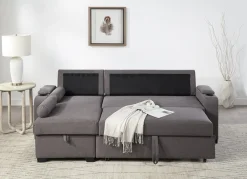 OTTO home Ecksofa »Gorje L-Form, B:216cm, Liegefläche: 125x200« mit Schlaffunktion, Stauraum, Becherhalter, Staufächer & Kissenrollen