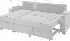 OTTO home Ecksofa »Gorje L-Form, B:216cm, Liegefläche: 125x200« mit Schlaffunktion, Stauraum, Becherhalter, Staufächer & Kissenrollen
