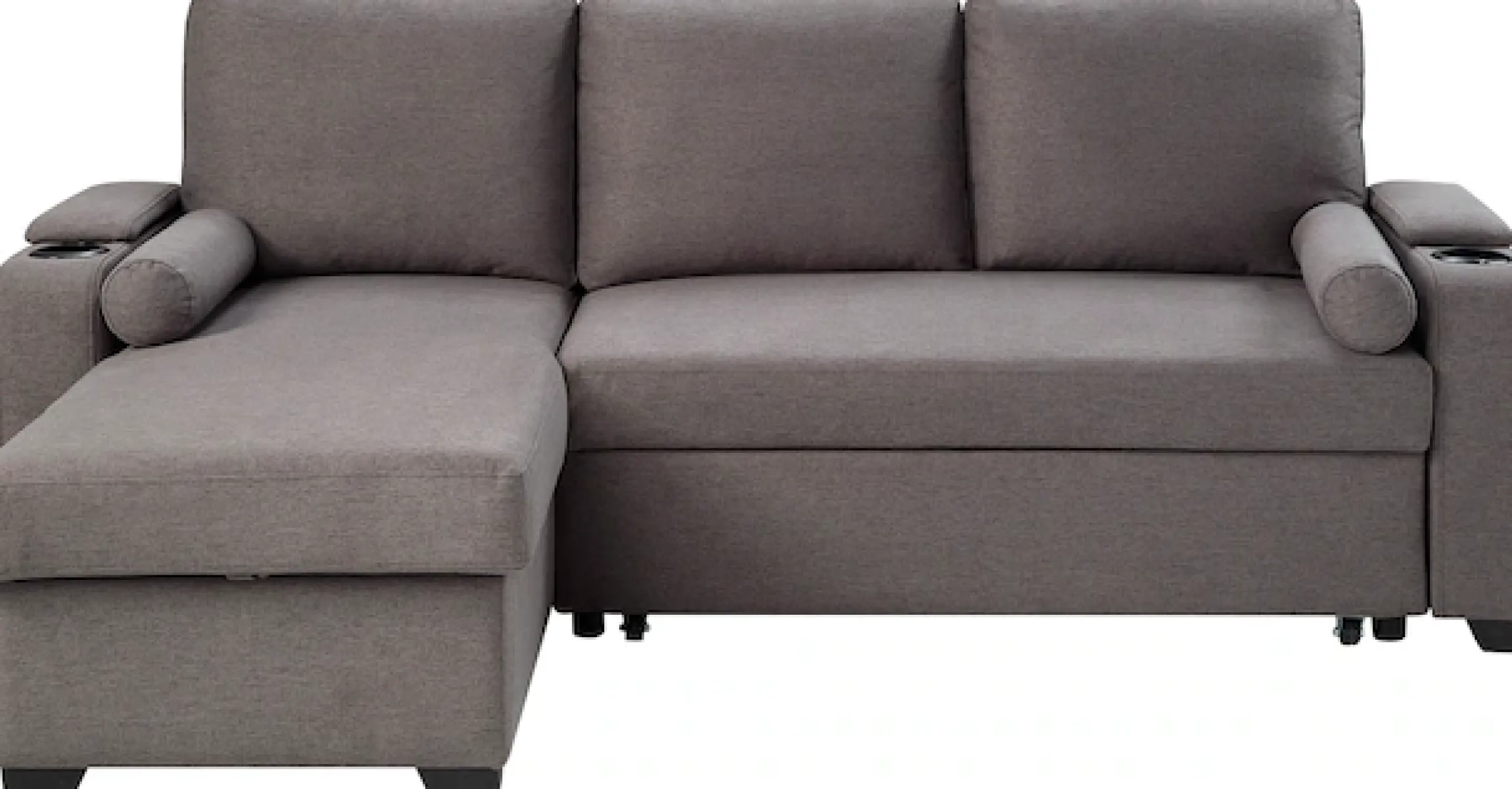 OTTO home Ecksofa »Gorje L-Form, B:216cm, Liegefläche: 125x200« mit Schlaffunktion, Stauraum, Becherhalter, Staufächer & Kissenrollen