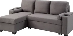 OTTO home Ecksofa »Gorje L-Form, B:216cm, Liegefläche: 125x200« mit Schlaffunktion, Stauraum, Becherhalter, Staufächer & Kissenrollen