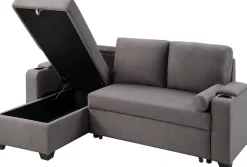 OTTO home Ecksofa »Gorje L-Form, B:216cm, Liegefläche: 125x200« mit Schlaffunktion, Stauraum, Becherhalter, Staufächer & Kissenrollen