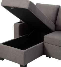 OTTO home Ecksofa »Gorje L-Form, B:216cm, Liegefläche: 125x200« mit Schlaffunktion, Stauraum, Becherhalter, Staufächer & Kissenrollen