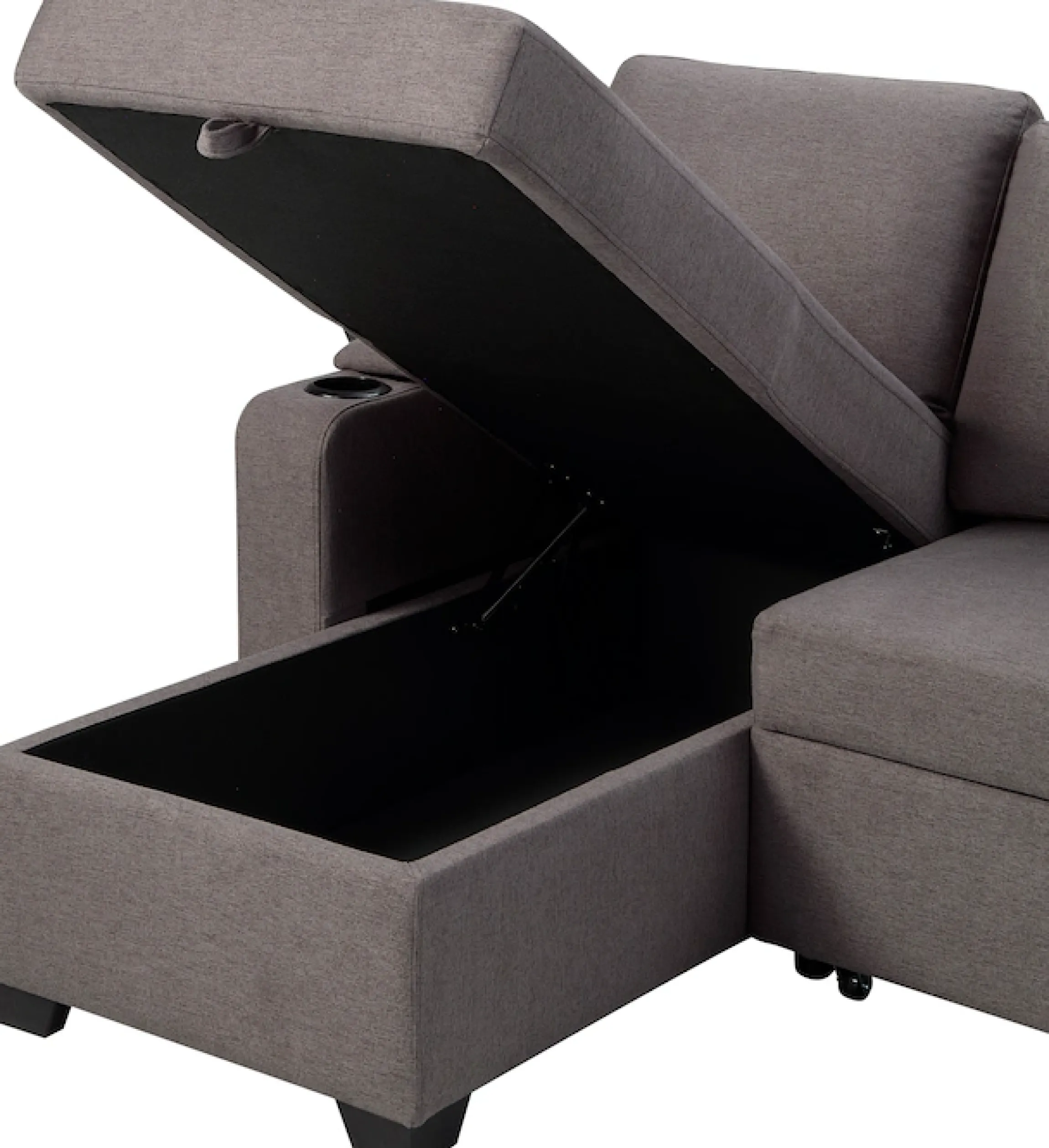 OTTO home Ecksofa »Gorje L-Form, B:216cm, Liegefläche: 125x200« mit Schlaffunktion, Stauraum, Becherhalter, Staufächer & Kissenrollen
