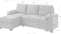 OTTO home Ecksofa »Gorje L-Form, B:216cm, Liegefläche: 125x200« mit Schlaffunktion, Stauraum, Becherhalter, Staufächer & Kissenrollen