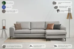 OTTO home Ecksofa »Henry, L-Form, Breite 294 cm« mit Metallbeinen, Wellenunterfederung, wasserabweisender Stoff