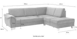 OTTO home Ecksofa »Husum L-Form« mit Sitztiefenverstellung, Federkern-Polsterung und Kontrastnaht