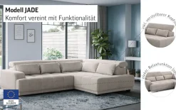 OTTO home Ecksofa »Jade L Form, Breite: 270 cm, mit Kopfteilverstellung & Nierenkissen« optional elektr. Sitztiefenverstellung