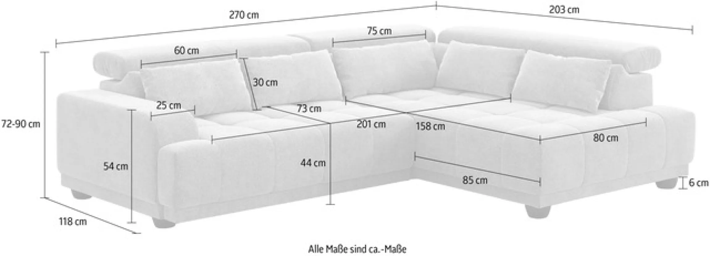 OTTO home Ecksofa »Jade L Form, Breite: 270 cm, mit Kopfteilverstellung & Nierenkissen« optional elektr. Sitztiefenverstellung