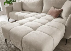OTTO home Ecksofa »JINNIE Chenille, L-Form, Polsterecke m. Schlaffunktion« Recamiere links/rechts montierbar, als Webstoff oder Chenille-Stoff