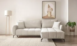 OTTO home Ecksofa »JINNIE Chenille, L-Form, Polsterecke m. Schlaffunktion« Recamiere links/rechts montierbar, als Webstoff oder Chenille-Stoff