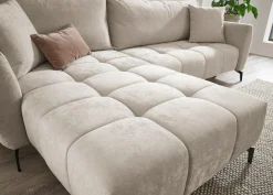 OTTO home Ecksofa »JINNIE Chenille, L-Form, Polsterecke m. Schlaffunktion« Recamiere links/rechts montierbar, als Webstoff oder Chenille-Stoff