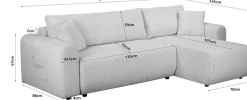 OTTO home Ecksofa »JONAA Cord L-Form, 241cm. OTTO. Verlässliche Qualität« Tonnentaschen-Federkern, Bettkasten, Schlafsofa (133/200)