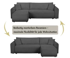 OTTO home Ecksofa »JONAA Cord L-Form, 241cm. OTTO. Verlässliche Qualität« Tonnentaschen-Federkern, Bettkasten, Schlafsofa (133/200)