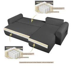 OTTO home Ecksofa »JONAA Cord L-Form, 241cm. OTTO. Verlässliche Qualität« Tonnentaschen-Federkern, Bettkasten, Schlafsofa (133/200)