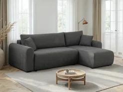 OTTO home Ecksofa »JONAA Feinstruktur L-Form, 241cm. OTTO. Verlässliche Qualität« Tonnentaschen-Federkern, Bettkasten, Schlafsofa (133/200)