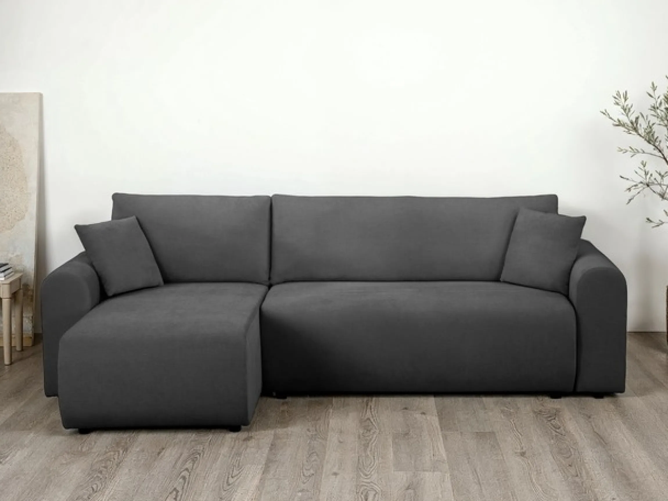 OTTO home Ecksofa »JONAA Feinstruktur L-Form, 241cm. OTTO. Verlässliche Qualität« Tonnentaschen-Federkern, Bettkasten, Schlafsofa (133/200)