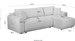 OTTO home Ecksofa »JONAA Feinstruktur L-Form, 241cm. OTTO. Verlässliche Qualität« Tonnentaschen-Federkern, Bettkasten, Schlafsofa (133/200)