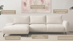 OTTO home Ecksofa »KELLIE, L-Form, 315 cm, verstellbare Armlehne, Metallfüße,« wahlweise Recamiere links o. rechts, Chenille-Stoff, hoher Sitzkomfort