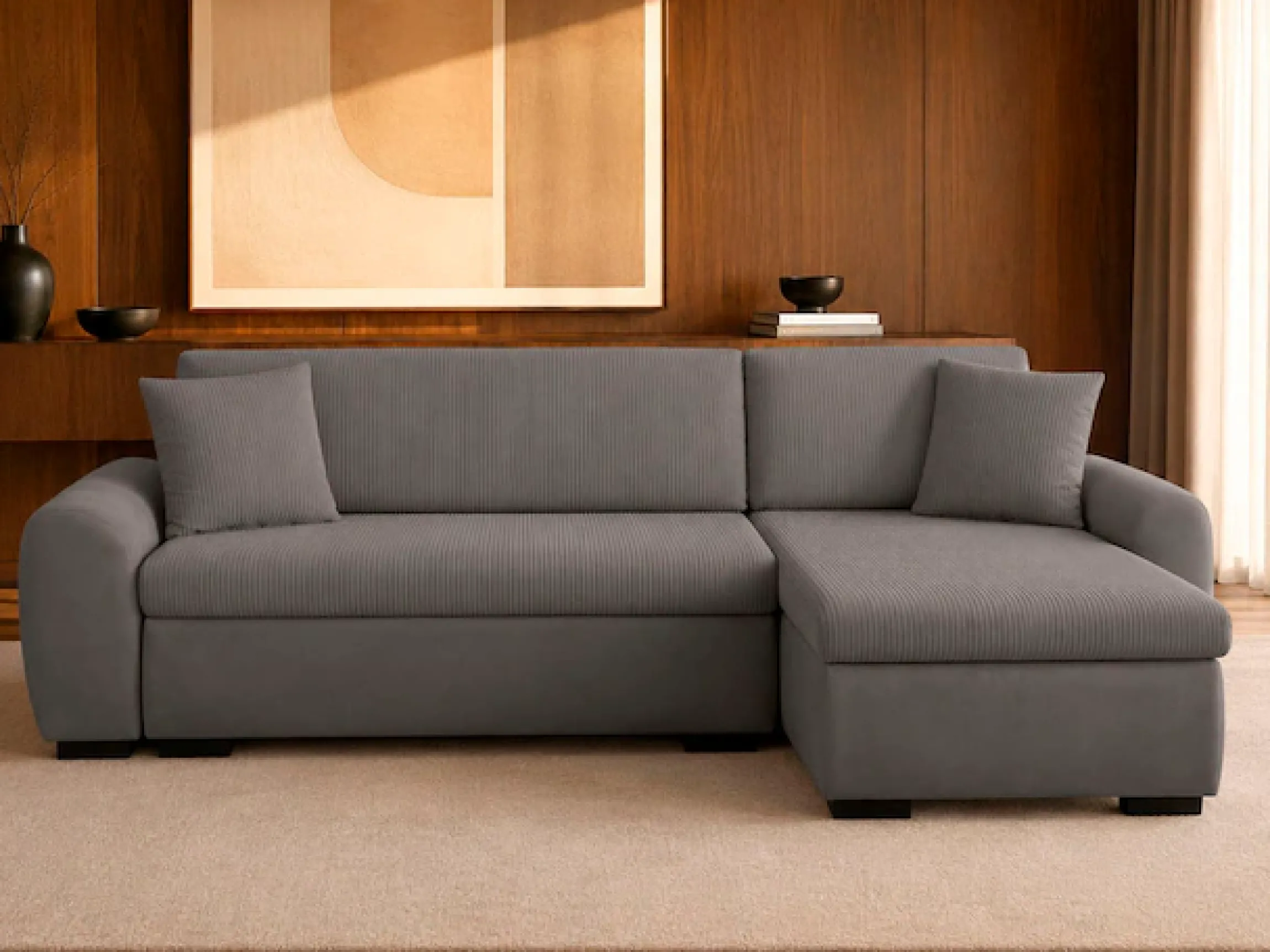 OTTO home Ecksofa »KIVELLA Cord-Struktur, L-Form, 240 cm« Schlaffunktion(128/191), Bettkasten, Cord-Struktur-Mix