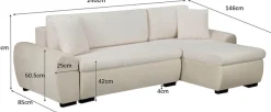 OTTO home Ecksofa »KIVELLA Cord-Struktur, L-Form, 240 cm« Schlaffunktion(128/191), Bettkasten, Cord-Struktur-Mix