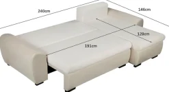OTTO home Ecksofa »KIVELLA Cord-Struktur, L-Form, 240 cm« Schlaffunktion(128/191), Bettkasten, Cord-Struktur-Mix