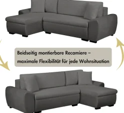 OTTO home Ecksofa »KIVELLA Cord-Struktur, L-Form, 240 cm« Schlaffunktion(128/191), Bettkasten, Cord-Struktur-Mix