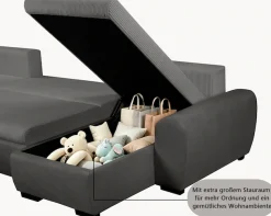 OTTO home Ecksofa »KIVELLA Cord-Struktur, L-Form, 240 cm« Schlaffunktion(128/191), Bettkasten, Cord-Struktur-Mix