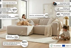 OTTO home Ecksofa »Koa, 228 cm, L-Form, Modulsofa in Cord, Chenille, Struktur, Webstoff« Designsofa, weicher Lounge-Sitzkomfort, Welleunterfederung, bodentief