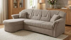OTTO home Ecksofa »Langelland 232 x 146 cm, auch mit Schlaffunktion, mittelfester Sitz« L-Form, mit Federkern, pflegeleichter, weicher Luxus-Microfaser