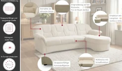 OTTO home Ecksofa »Langelland 232 x 146 cm, auch mit Schlaffunktion, mittelfester Sitz« L-Form, mit Federkern, pflegeleichter, weicher Luxus-Microfaser
