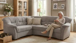 OTTO home Ecksofa »Langelland 232 x 146 cm, auch mit Schlaffunktion, mittelfester Sitz« L-Form, mit Federkern, pflegeleichter, weicher Luxus-Microfaser
