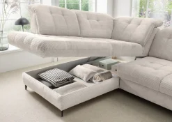 OTTO home Ecksofa »Lazio modern & bequem, gemütliche Armlehnen, tolle Detailverarbeitung« zwei verschiedene Fußfarben wählbar
