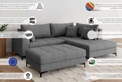 OTTO home Ecksofa »LEEVKE Design-Sofa mit Ottomane rechts/links bestellbar, Breite 232 cm« in vielen modernen Farben erhältlich, belastbar bis 480 kg