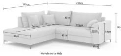 OTTO home Ecksofa »LEEVKE Design-Sofa mit Ottomane rechts/links bestellbar, Breite 232 cm« in vielen modernen Farben erhältlich, belastbar bis 480 kg