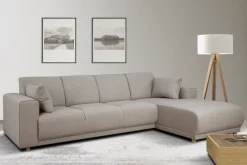 OTTO home Ecksofa »LEMPS wahlweise Recamiere links oder rechts L-Form« incl. Zierkissen, Stellmaße 297x162 cm