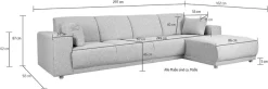 OTTO home Ecksofa »LEMPS wahlweise Recamiere links oder rechts L-Form« incl. Zierkissen, Stellmaße 297x162 cm