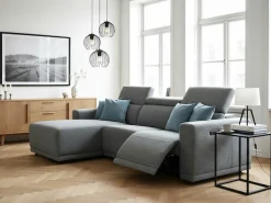 OTTO home Ecksofa »LEOO« mit USB A/C-Anschluss. Federkern, verstellbaren Kopfstützen, Webstoff