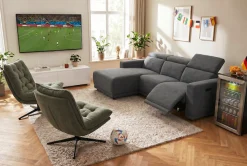 OTTO home Ecksofa »LEOO« mit USB A/C-Anschluss. Federkern, verstellbaren Kopfstützen, Webstoff