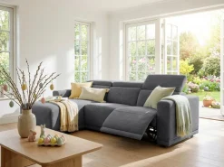 OTTO home Ecksofa »LEOO« mit USB A/C-Anschluss. Federkern, verstellbaren Kopfstützen, Webstoff