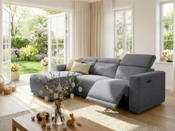 OTTO home Ecksofa »LEOO« mit USB A/C-Anschluss. Federkern, verstellbaren Kopfstützen, Webstoff