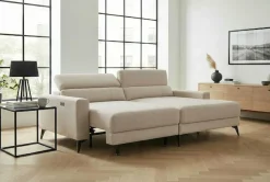 OTTO home Ecksofa »LEWII, Schlafsofa elektrisch mit Sitztiefenverstellung, L-Form, 225 cm« mit USB A/C-Anschluss. Federkern, verstellbaren Kopfstützen, Webstoff