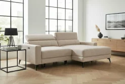 OTTO home Ecksofa »LEWII, Schlafsofa elektrisch mit Sitztiefenverstellung, L-Form, 225 cm« mit USB A/C-Anschluss. Federkern, verstellbaren Kopfstützen, Webstoff