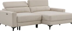 OTTO home Ecksofa »LEWII, Schlafsofa elektrisch mit Sitztiefenverstellung, L-Form, 225 cm« mit USB A/C-Anschluss. Federkern, verstellbaren Kopfstützen, Webstoff