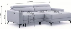 OTTO home Ecksofa »LEWII, Schlafsofa elektrisch mit Sitztiefenverstellung, L-Form, 225 cm« mit USB A/C-Anschluss. Federkern, verstellbaren Kopfstützen, Webstoff