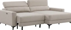 OTTO home Ecksofa »LEWII, Schlafsofa elektrisch mit Sitztiefenverstellung, L-Form, 225 cm« mit USB A/C-Anschluss. Federkern, verstellbaren Kopfstützen, Webstoff