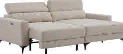 OTTO home Ecksofa »LEWII, Schlafsofa elektrisch mit Sitztiefenverstellung, L-Form, 225 cm« mit USB A/C-Anschluss. Federkern, verstellbaren Kopfstützen, Webstoff