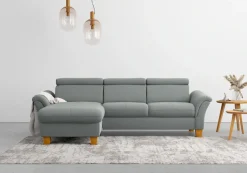 OTTO home Ecksofa »Lindgren L-Form« wahlweise mit Bett mit klappbaren Rollen, Kasten und Kopfverstellung