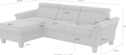 OTTO home Ecksofa »Lindgren L-Form« wahlweise mit Bett mit klappbaren Rollen, Kasten und Kopfverstellung
