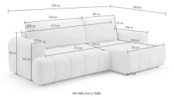 OTTO home Ecksofa »LIOORA Schlafsofa mit Bettkasten, Breite 265 cm, Verlässliche Qualität« L-Form mit Bettfunktion und Bettkasten, Recamiere rechts/links